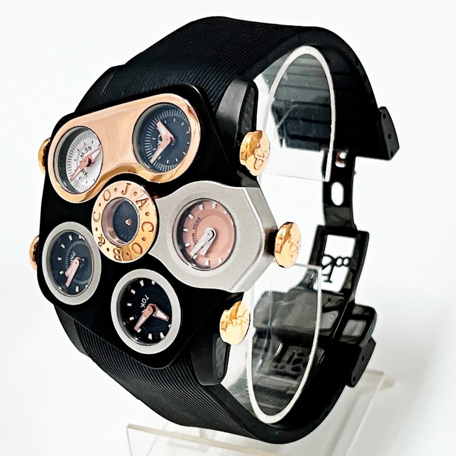 【中古】 ジェイコブ 時計 JACOB&Co. 5タイムゾーン ファイブタイムゾーン 腕時計 メンズ QZ SS ラバー 146163
