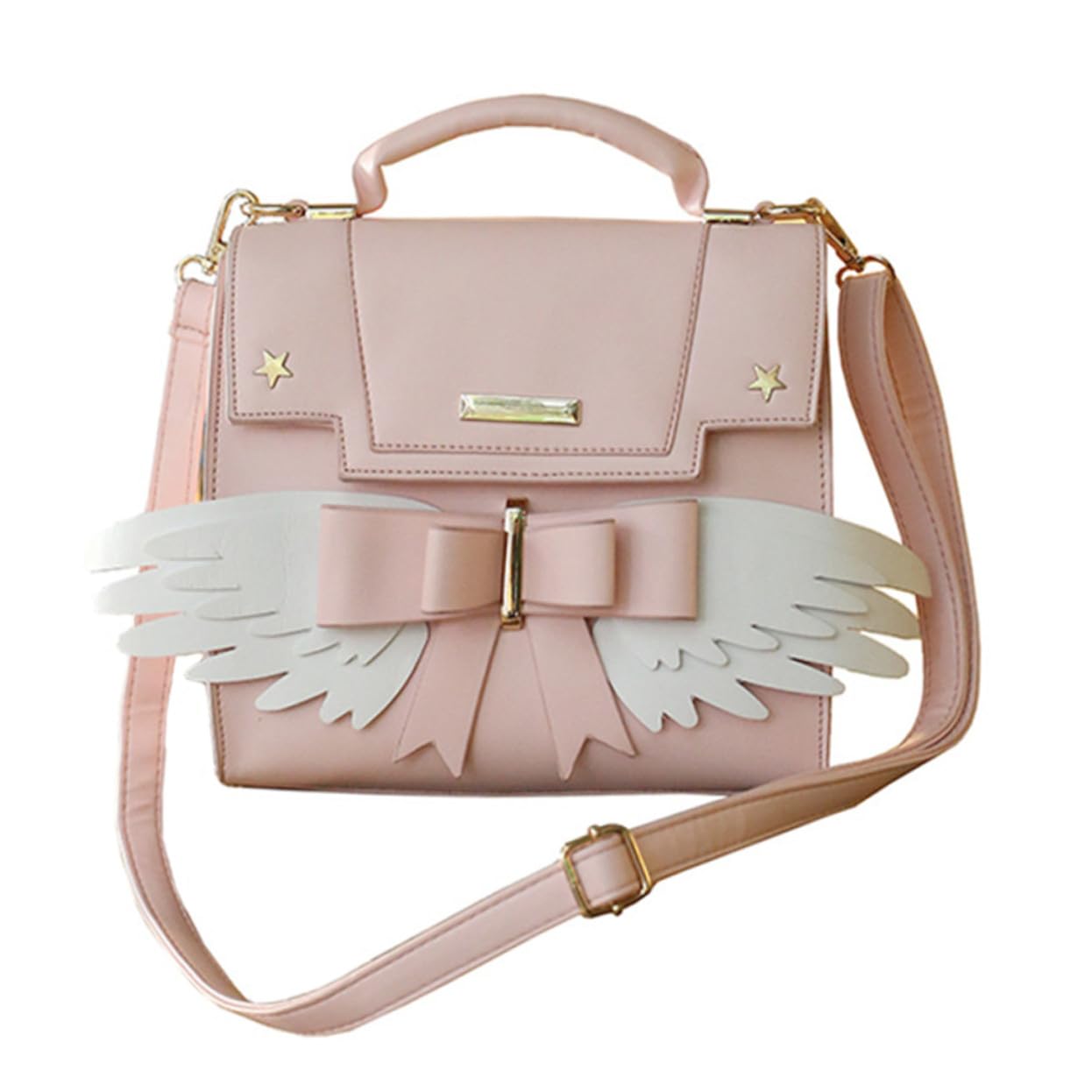 日系可愛いピンク単肩斜め掛けバッグ レディースファッションショルダー リボン飾り付き カジュアルパーティー通勤用