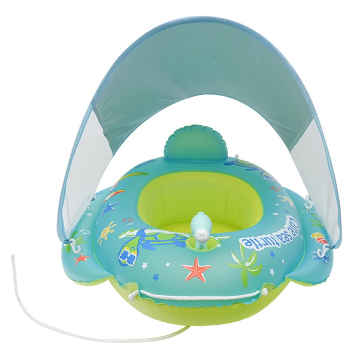 ベビー浮き輪 ベビーフロート SPF50+ 日焼け止め 取り外し可能なサンシェード お風呂 子供 足入れ 安全 1-4歳の子供用 ハンドポンプ付き [並行輸入品]