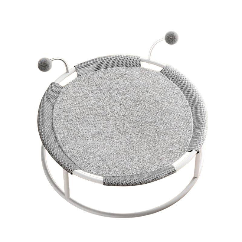 通気性 アイアン製 猫用ベッド 四季対応 防湿機能 丸型メッシュネット 猫用ハンモック ペット用トラン..