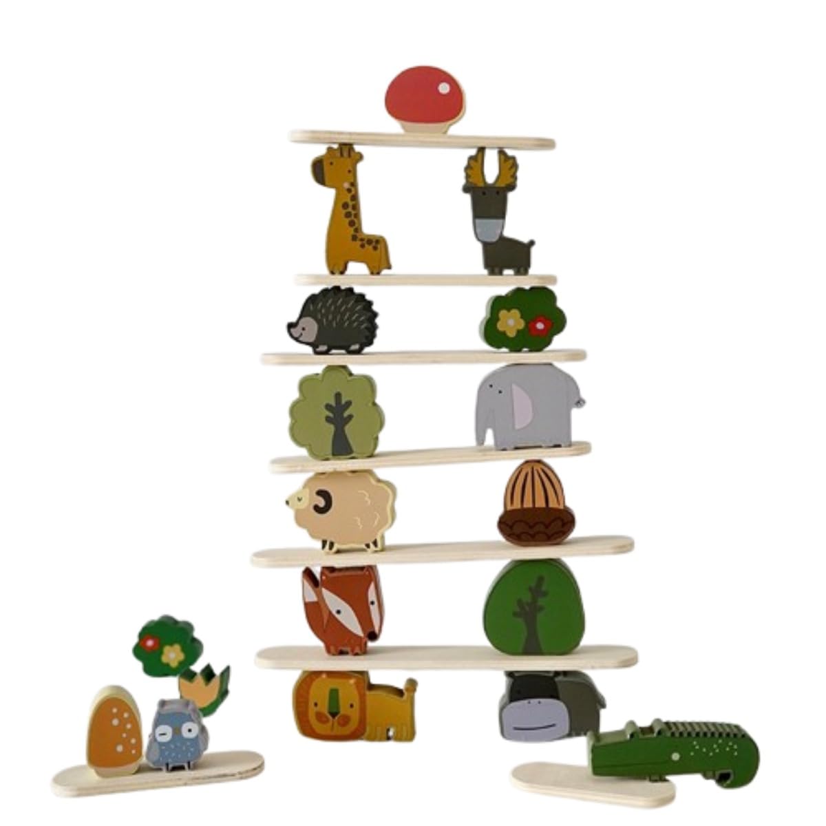 楽天BSマーケットバランスゲーム 木製 スタッキングおもちゃ 知育玩具 ランキング モンテッソーリ 集中力 創造力 指先訓練 形状認識 動物 早期開発 男の子 女の子 誕生日プレゼント 入園お祝い