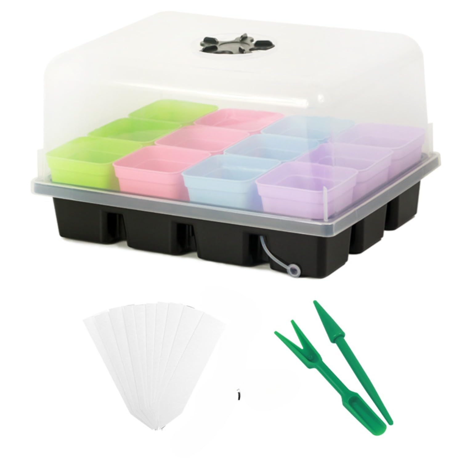 育苗ポット 育苗箱 12穴 種子トレイ 高苗箱 ソフトシリコンベース 新芽の移植が簡単 発芽育苗 セット ..