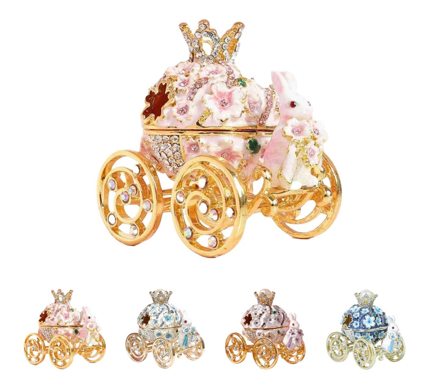 ウサギの馬車 琵琶 風車 カボチャの馬車 アクセサリーボックス ジュエリー ネックレス リング ボックス..