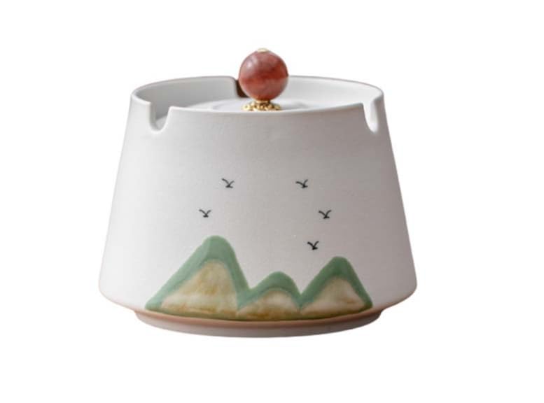 灰皿ふた付き 陶器 おしゃれ 大容量 卓上 はいざら インテリア 置物 小物入れ ホーム飾り (ブラック)