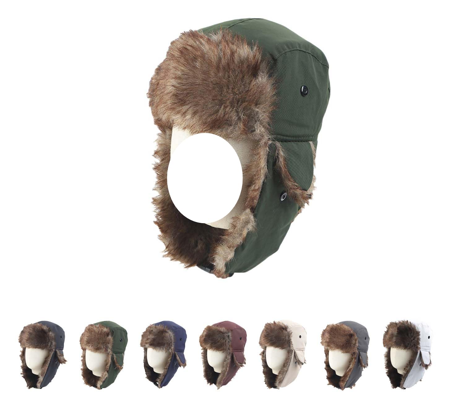 防寒 保温 運動 通勤用 爆撃機帽子冬の男性の暖かい耳フラップPUレザー トラッパーキャップ耳介とロシアロシア帽ハット