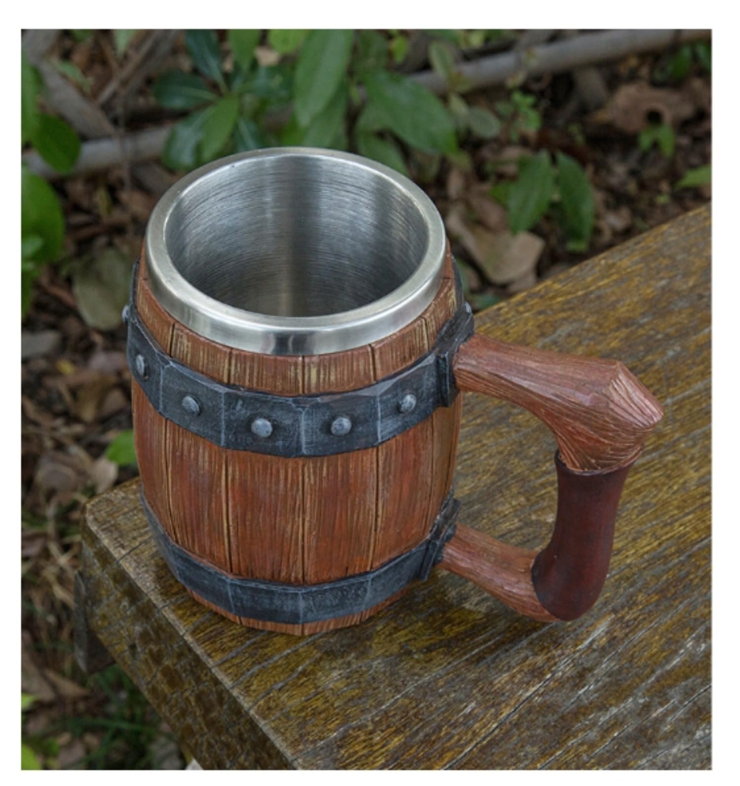 クロスボーダーのユニークな木製マグカップ、ビールグラス、二重構造の大きな腹付きカップ、本物の木を模した革張りのマグカップ、「ワンピース」アニメカップ