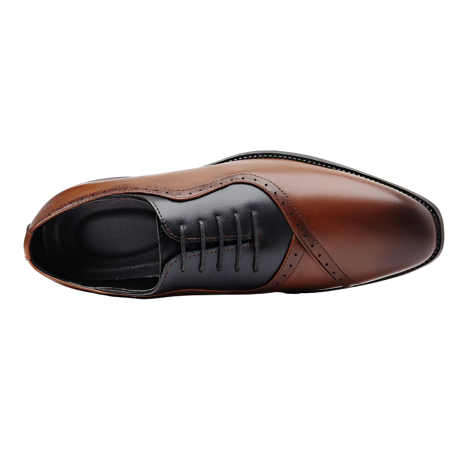 ビジネスシューズ 【防滑ソール】 で安全なスクエアトゥレースアップ革靴 メンズ用ビッグサイズ 快適な..