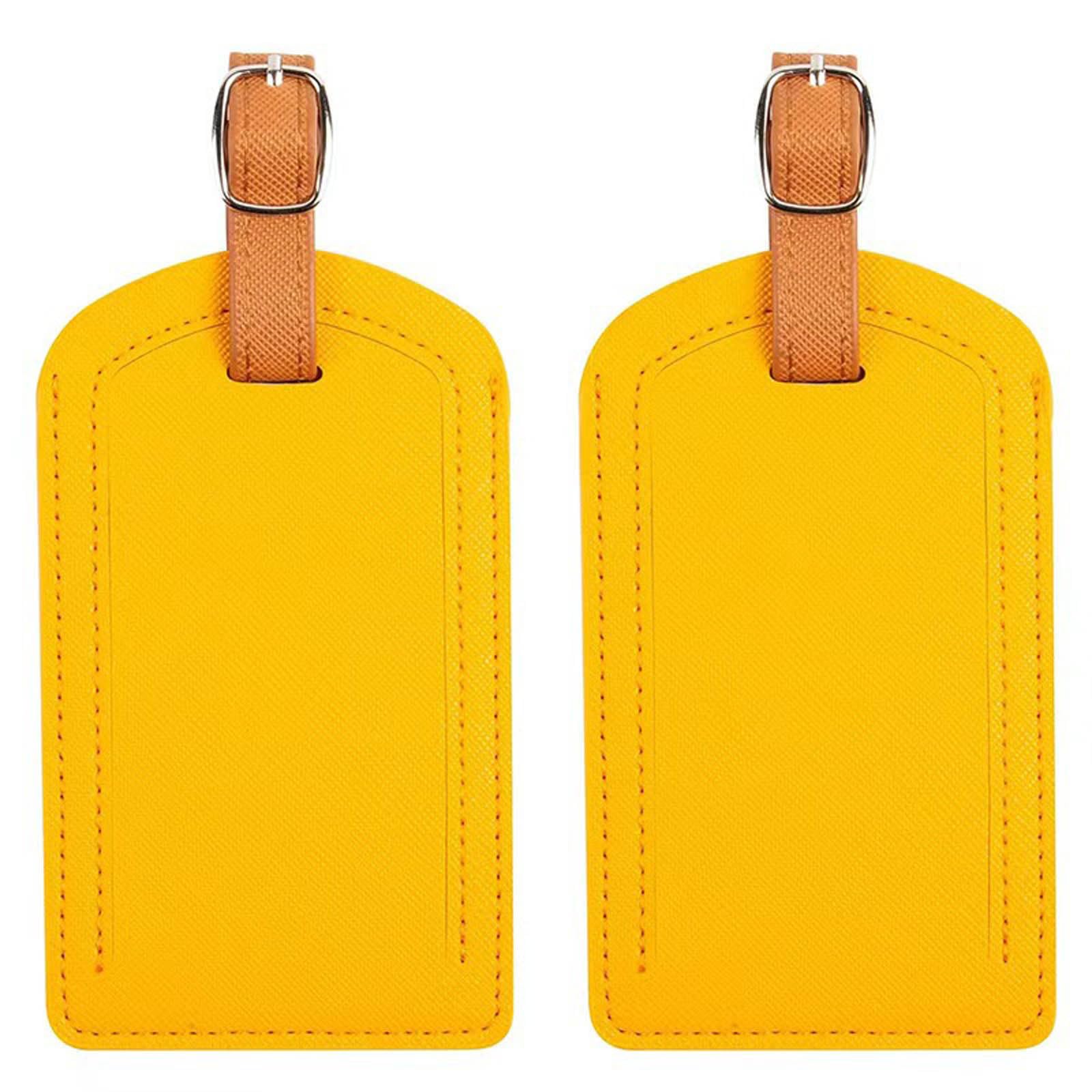 紛失対策 名前ラベル IDカード用 社員証 レザー バッグ用ネームタグ ビジネス 防塵 番号札 出張用 旅行 軽量 荷物タグ スーツケースタグ 出張用タグ ネームタグ 番号札 バッグ用ネームタグ レザー 旅行タグ トラベル用 旅行手荷物 ラベル 紛失防止 三枚入り (イエロー)(3)