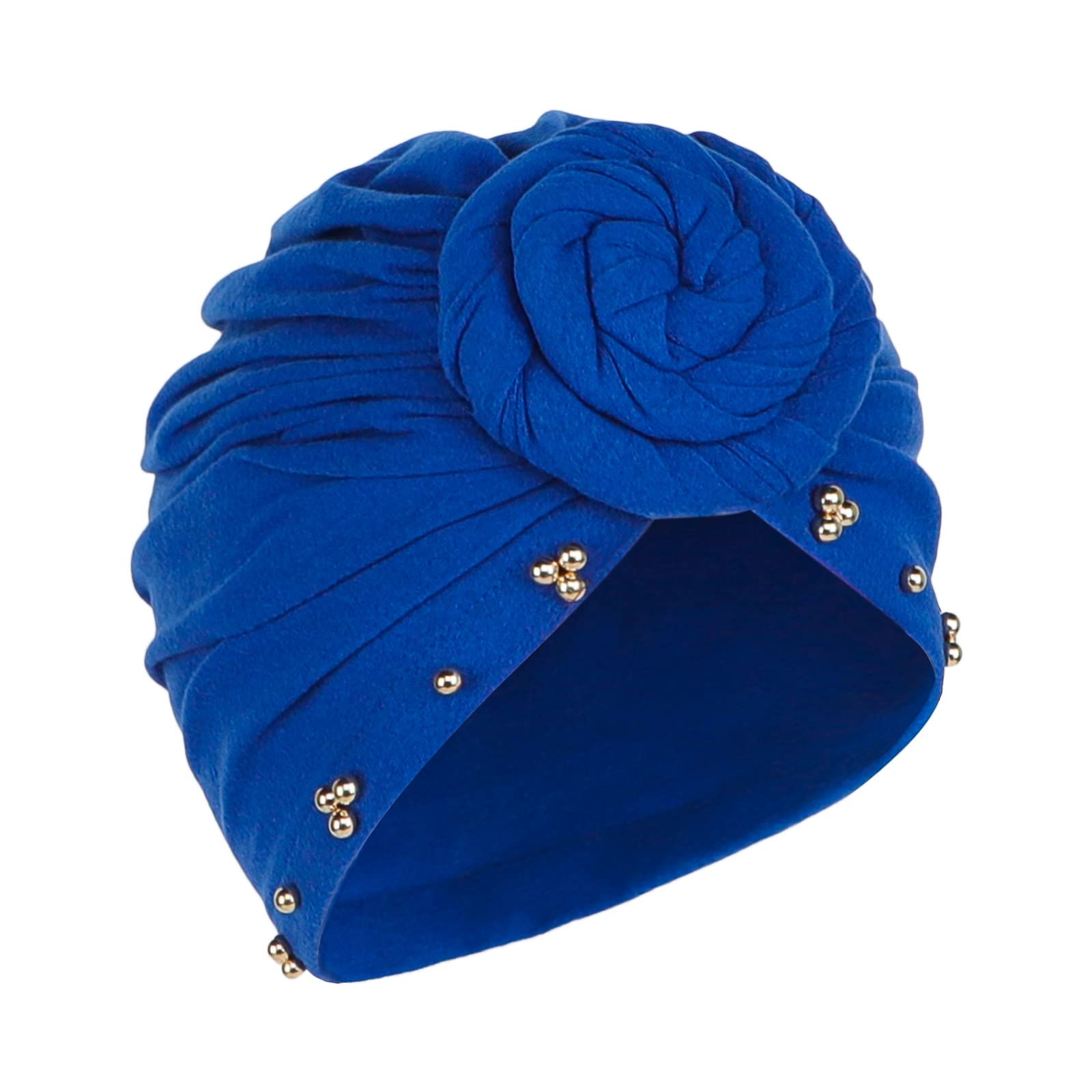 レディース帽子 ターバンキャップ バンダナ帽子 弾性 ヘッドバンド 可愛い花巻 パール付き 柔らかい ソ..