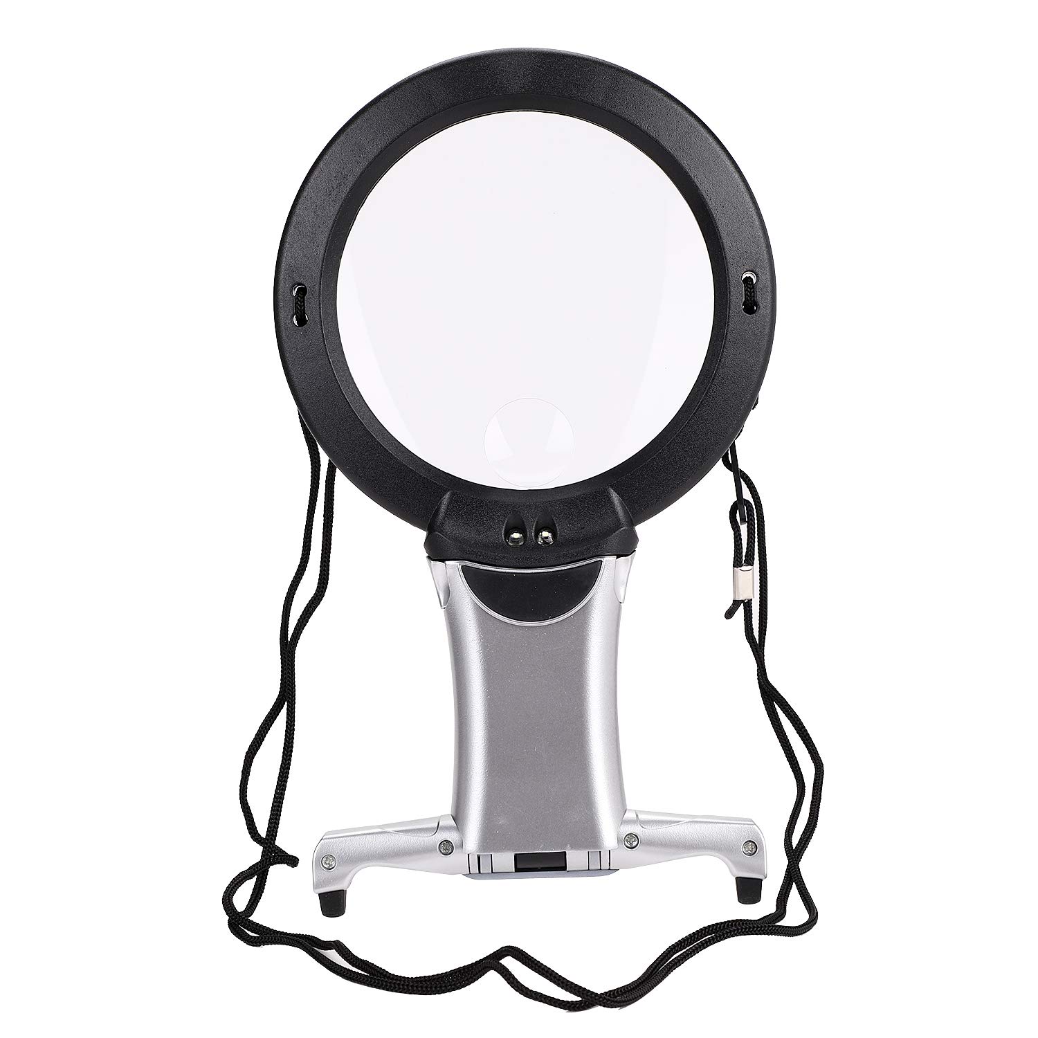 携帯ルーペ 首掛けルーペ LEDライト付き 拡大鏡 2.5倍 6倍 2レンズ 卓上 自立式スタンドルーペ 地図 新..