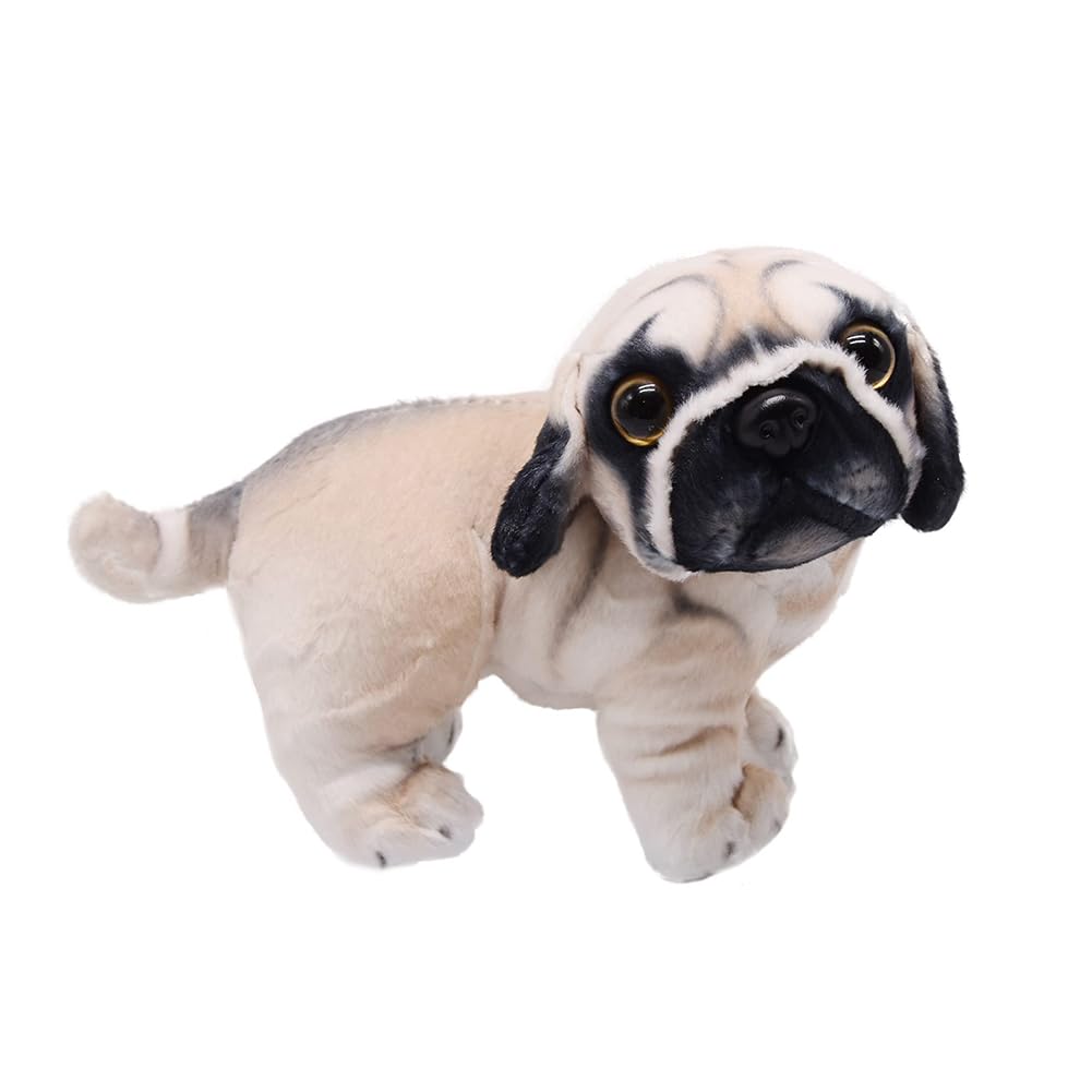 本物そっくりのパグ犬 ぬいぐるみ 20cm 動物 アニメーション ぬいぐるみ 子犬 おもちゃ 人形 超リアル..