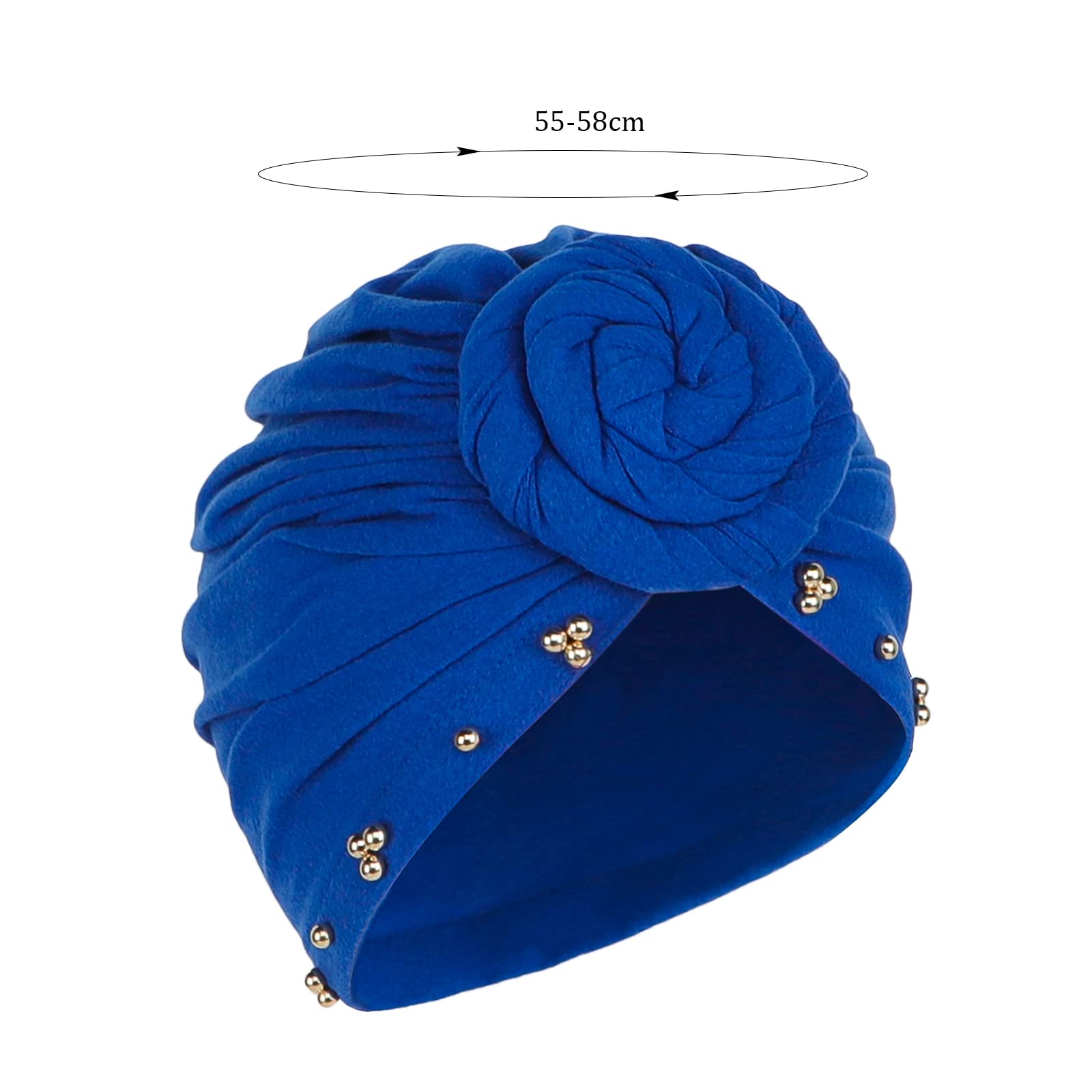 レディース帽子 ターバンキャップ バンダナ帽子 弾性 ヘッドバンド 可愛い花巻 パール付き 柔らかい ソ..