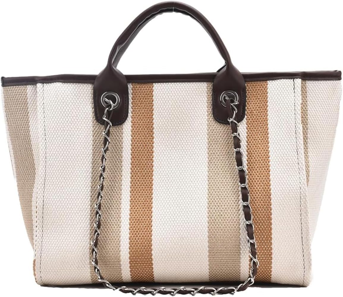 トートバッグ レディース ストライプ柄 ショルダーバッグ バケツ型 大容量 2WAY 肩掛け 手提げ ストライプ おしゃれ A4サイズ対応 通勤 通学 キャンバス 編み仕様(3)