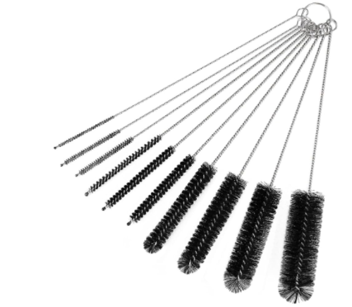 カップブラシ 細口瓶洗浄ブラシ ナイロン ロングチューブブラシ 10本セット (ホワイト,シェイプ2)