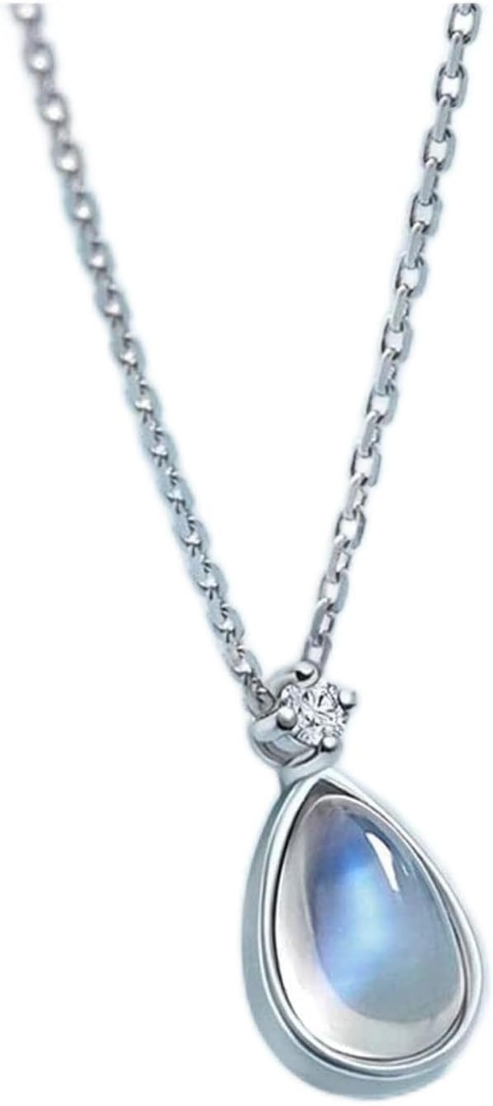 ネックレスとペンダント ムーンストーンネックレススターリングシルバー鎖骨チェーン気質ペンダントエレガントウォータードロップの概要ペンダントレディライトブルー ネックレス