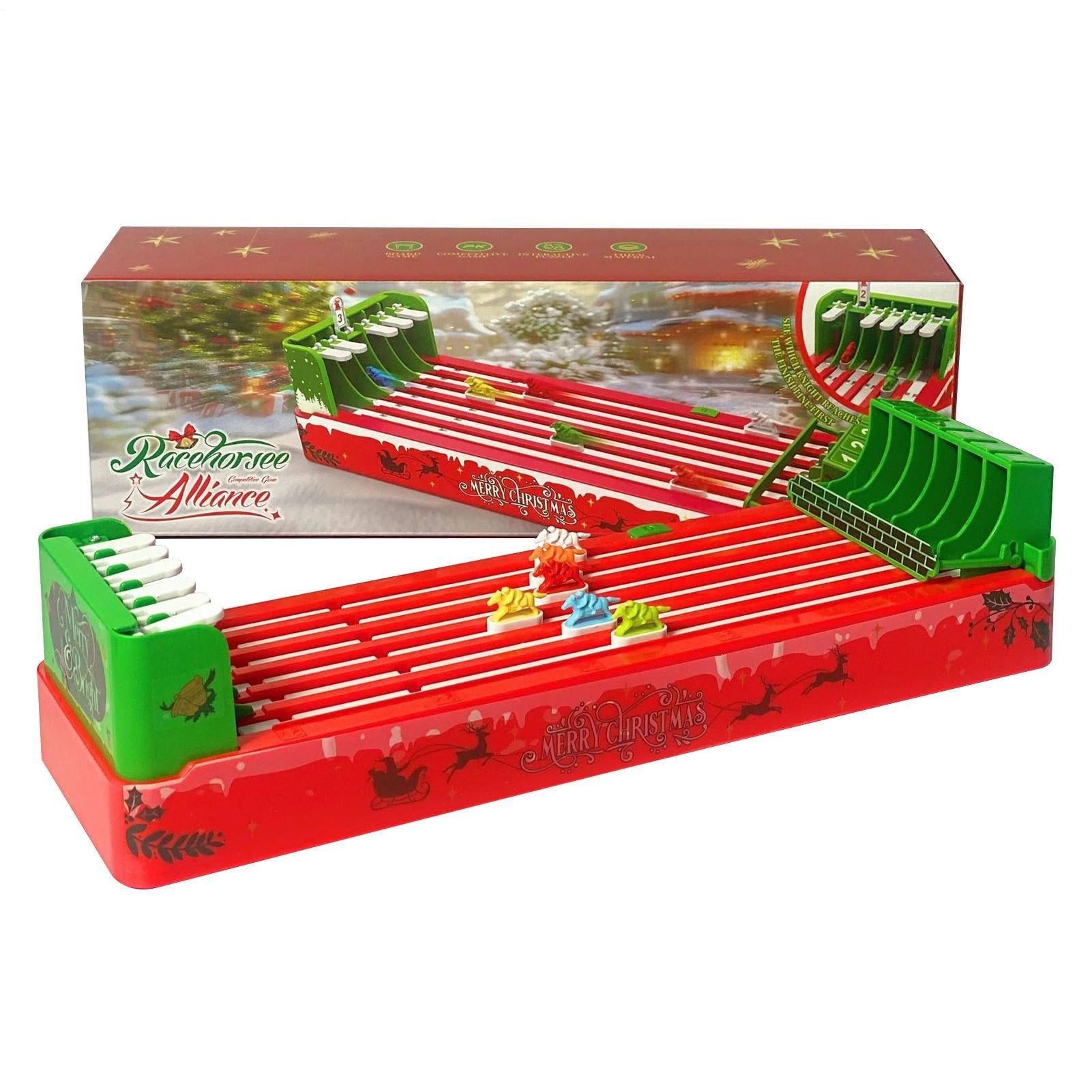 競馬ゲーム | ホリデーパーティー向けレーシングトイ - 6頭の馬が楽しめるポータブルボードゲーム 子供..
