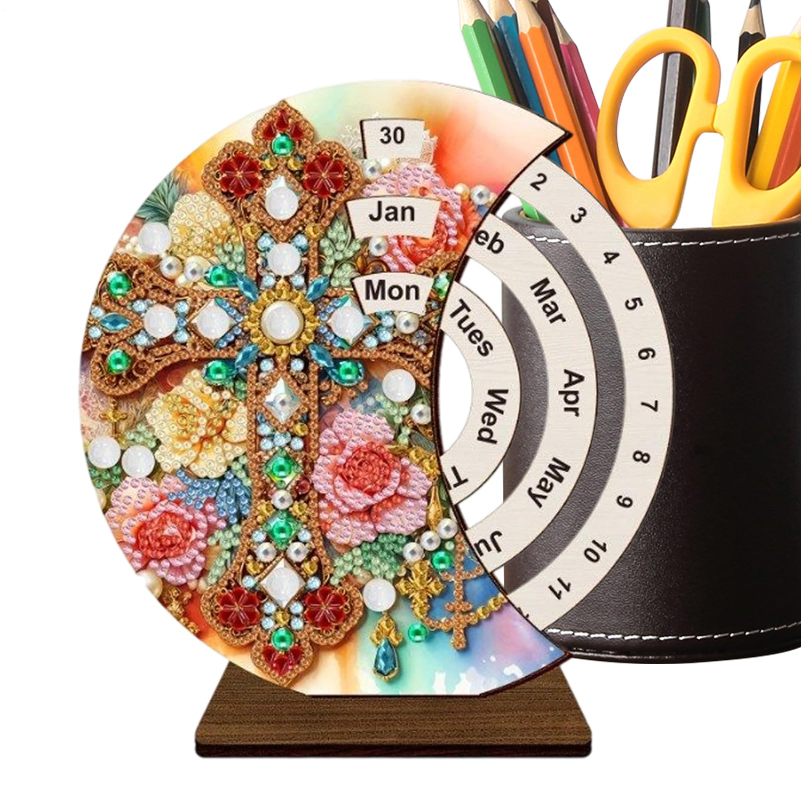 デスク万年カレンダー | 3Dアート木製万年カレンダーキット - ホームデコレーション・机置き 学校 アパ..