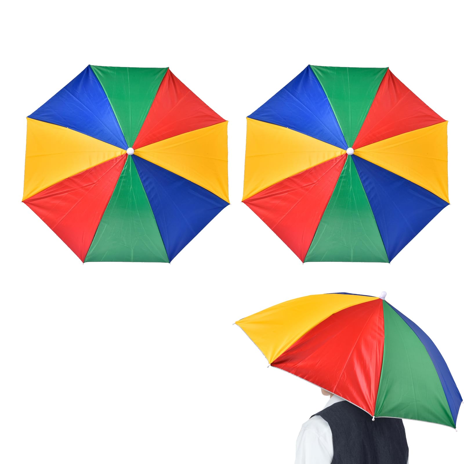 2PCSかぶる傘、傘帽子、被る傘 かさぼうし帽子、かさぼうし 頭にかぶる傘、防水ハンズフリー折りたたみ..