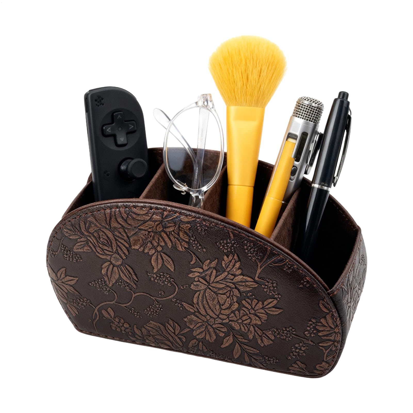 リモコン ホルダー - 5つの仕切り デスク メイクブラシ 収納トレイ - リモコン収納ボックス,メディアプレイヤー・化粧品・メガネ・メイクブラシ・ペン・オフィス用品用