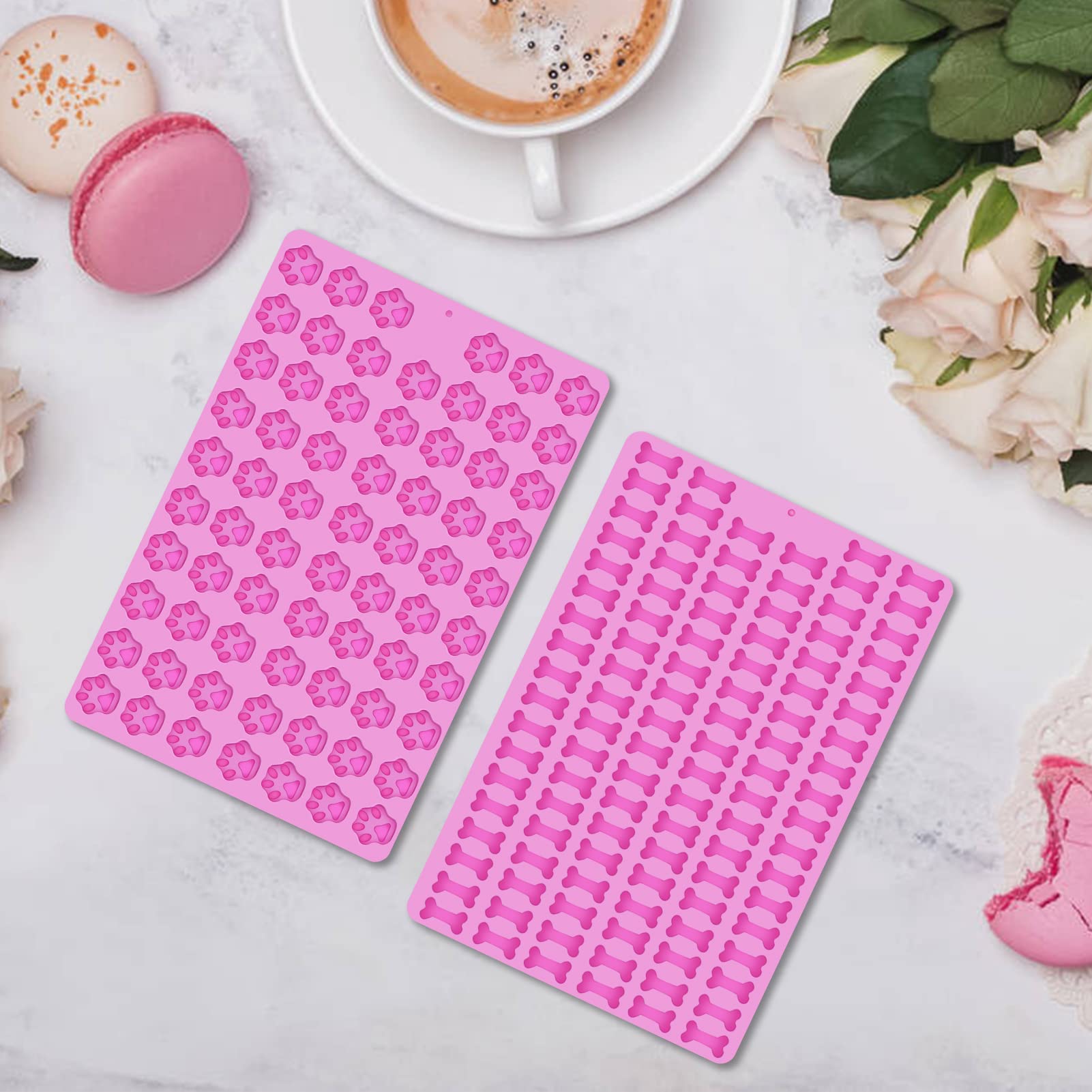 ミニシリコン型2個、犬の骨106個 + ビスケット、クッキー、キャンディ、チョコレート、ゼリーペット犬のおやつを焼くための69個の空洞の足型。