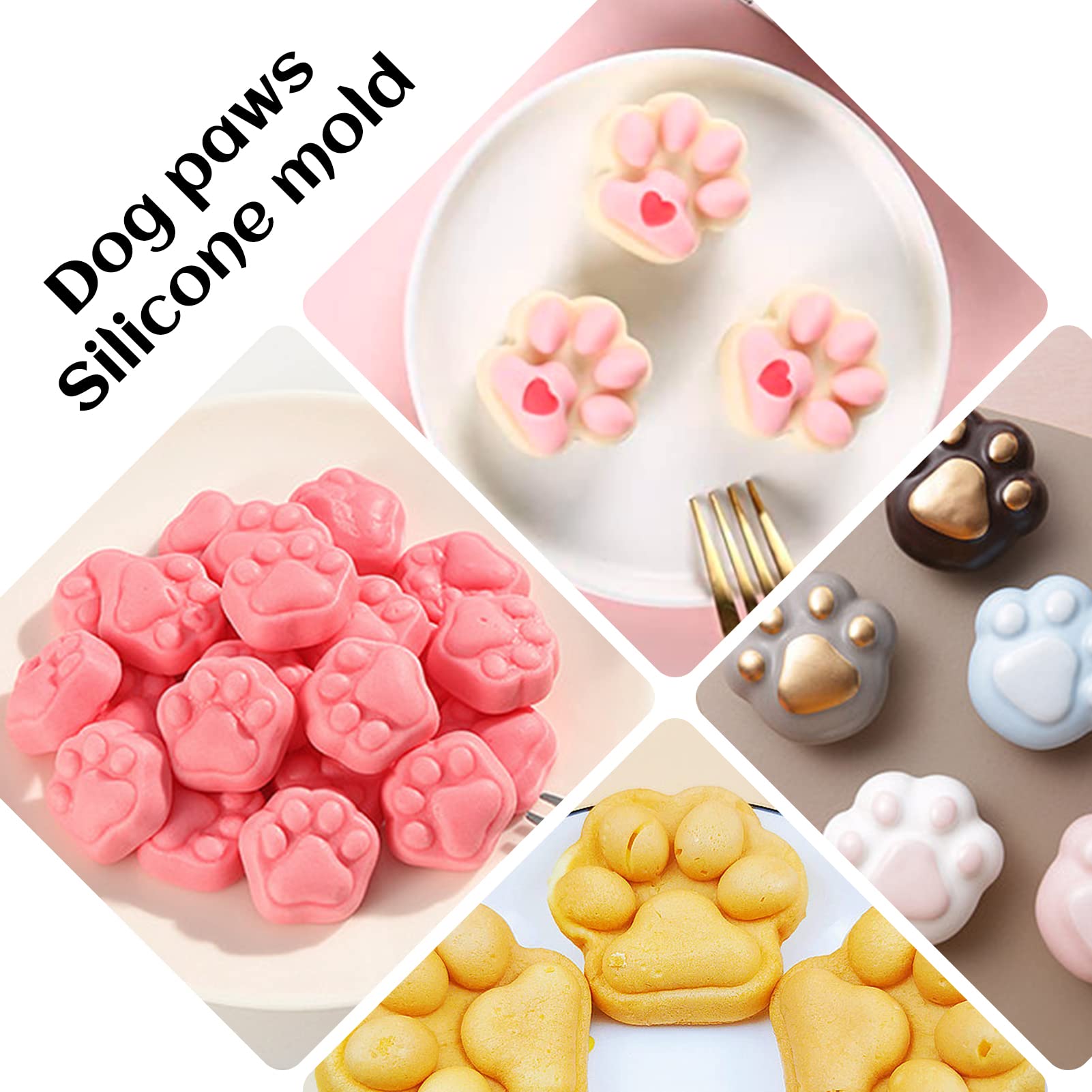 ミニシリコン型 2個 犬のおやつ型 106個 犬の骨型 69個 肉球シリコン型 ビスケット クッキー キャンディ チョコレート ゼリー ペット 犬用おやつ 型 (ミニ犬の足)
