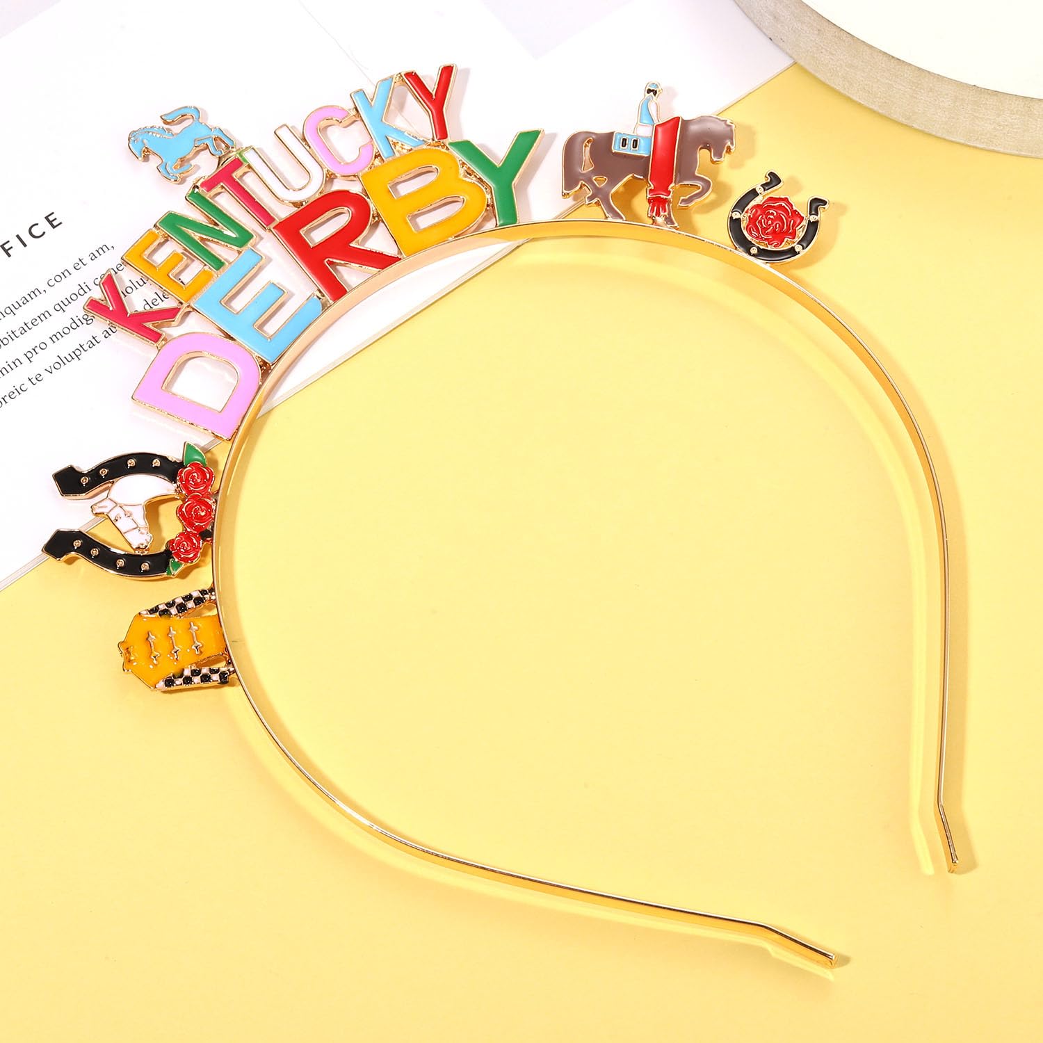 ケンタッキーダービーヘッドバンド 女性用 ダービー レース ホースリング スーツ 馬蹄 ヘッドバンド ロ..