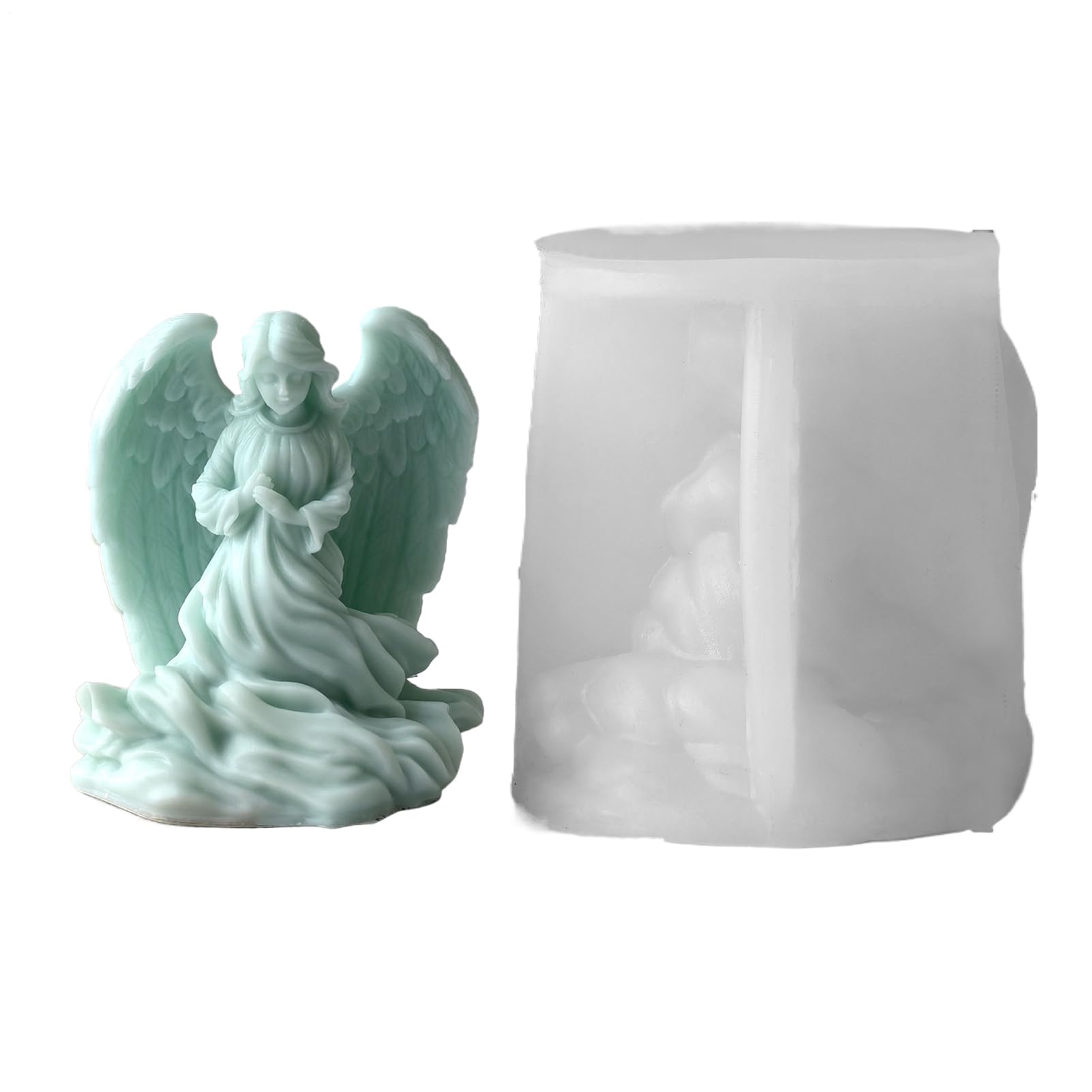 天使キャンドル型 - 3D 天使 女の子 クレイ 石膏 アート クラフト 鋳型,再利用可能 シリコン型 デザート チョコレート キャンドル 装飾用