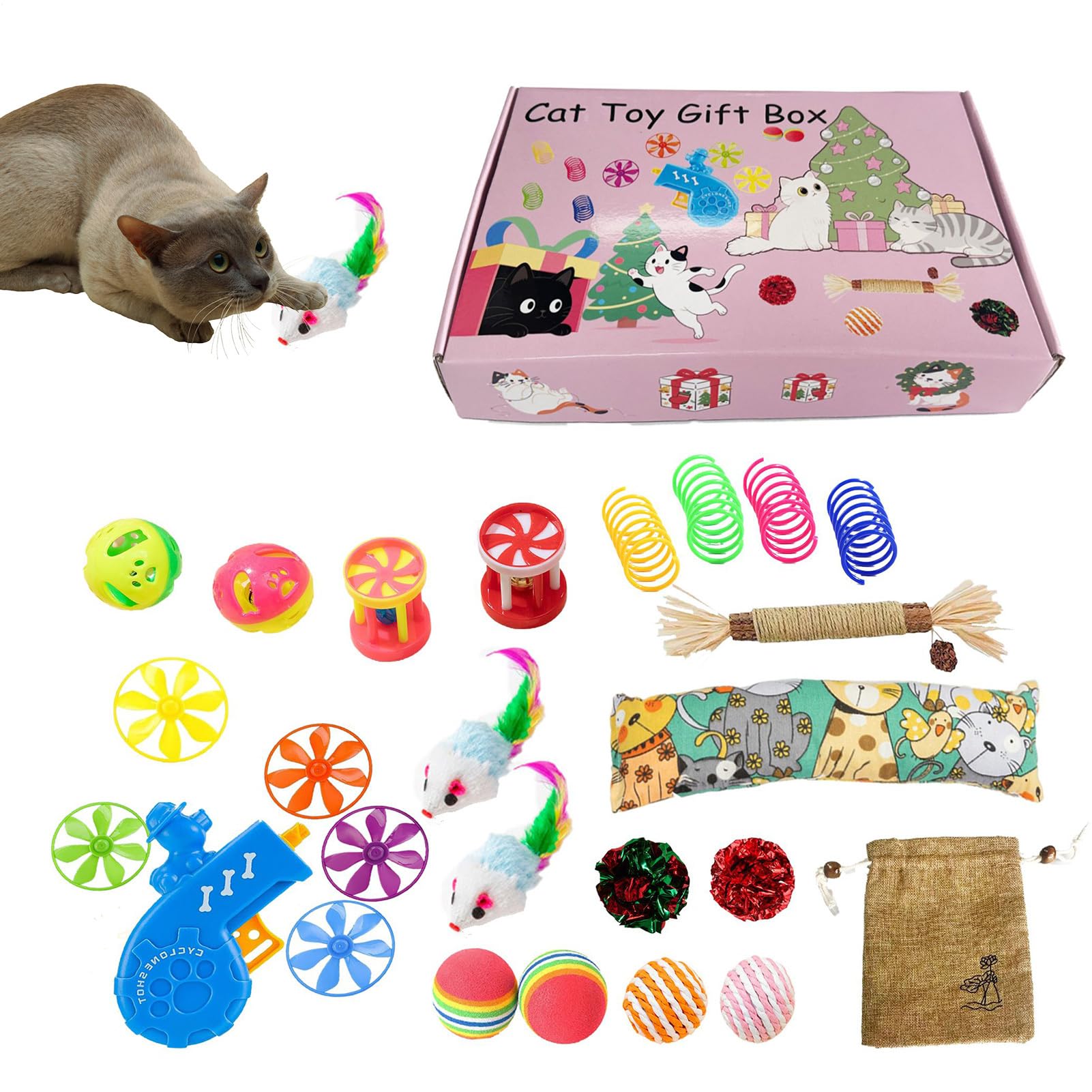 キャットトイセット, 子猫用おもちゃパック, 歯の健康促進とストレス解消・退屈しのぎに最適なインタラ..