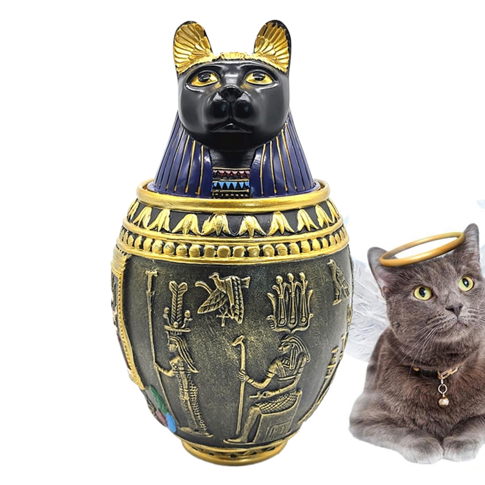 犬用遺灰壺, ペット 火葬 用 骨壷, 彫刻 が 施された 樹脂 ベース の 記念 品 棺 ペット の 追悼 と 葬..