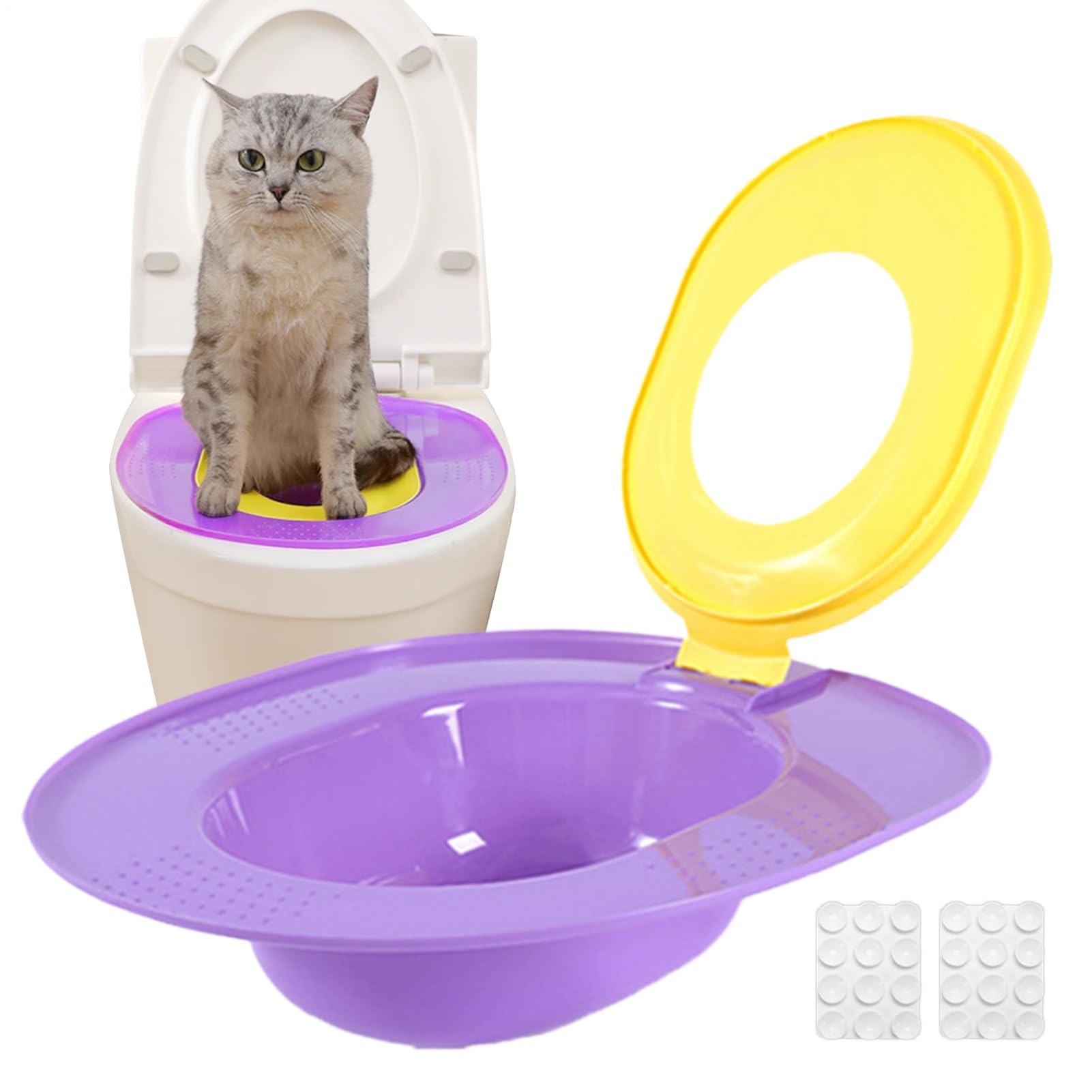 猫用トイレトレーニングキット,猫トイレトレーニングキット | 携帯用 安全 おまる 再利用可能 取り外し..