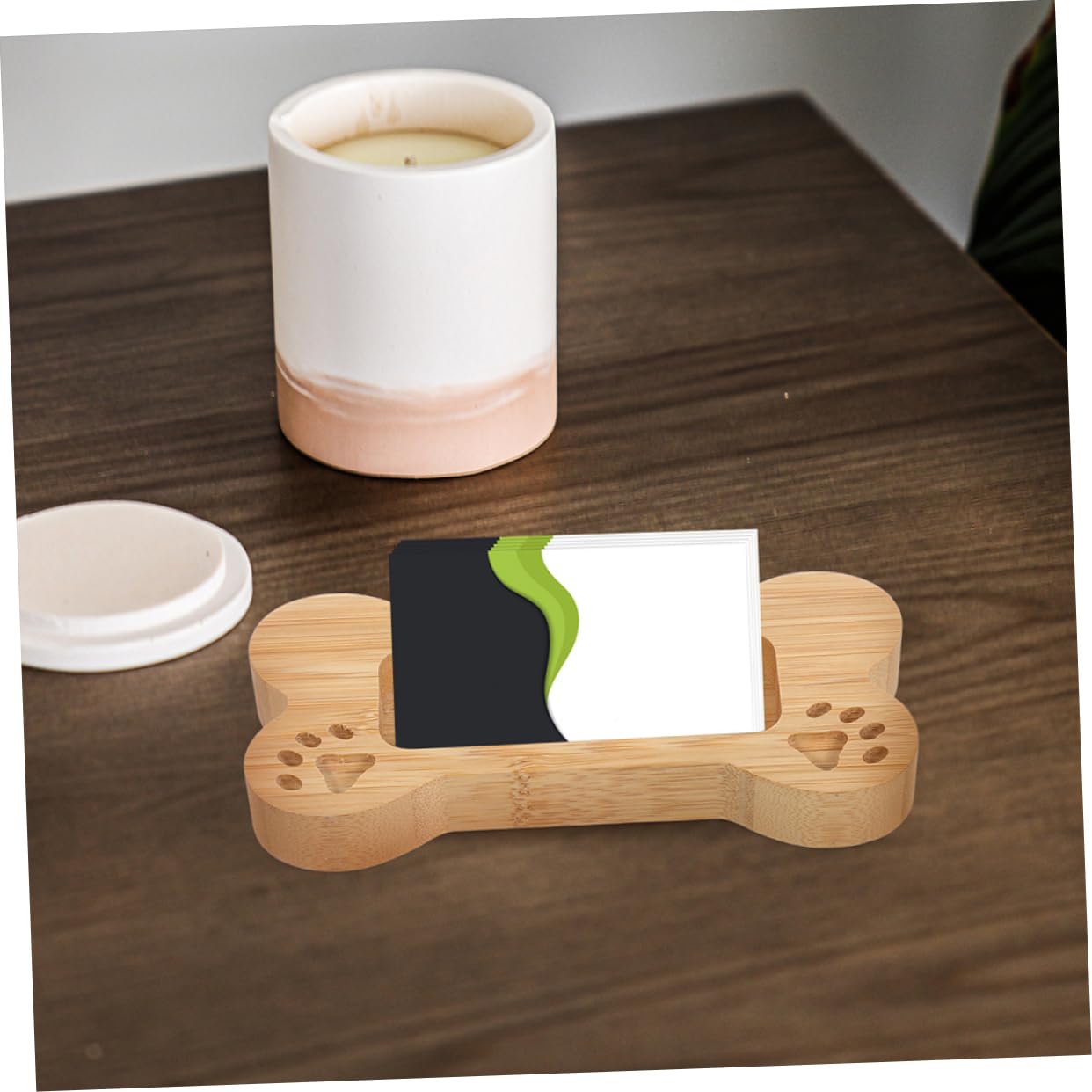 2個 木製 名刺ホルダー スタンド デ