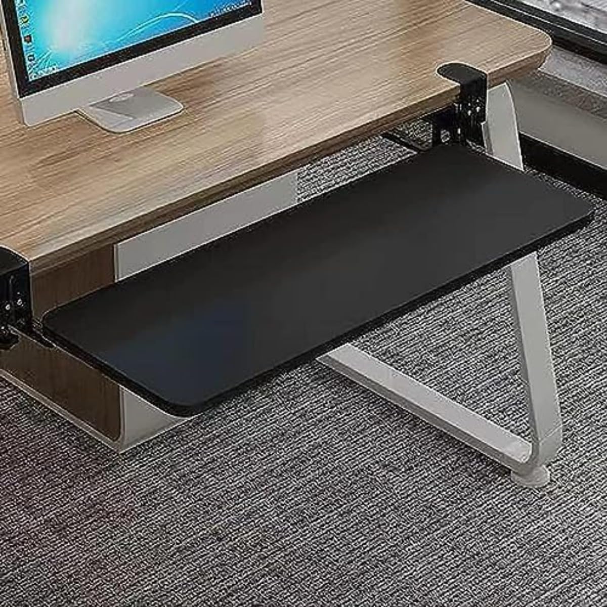 キーボードスライダー スライド式 後付け キーボードトレイ 取り外し可能 組立簡単 マウス収納対応 5色..