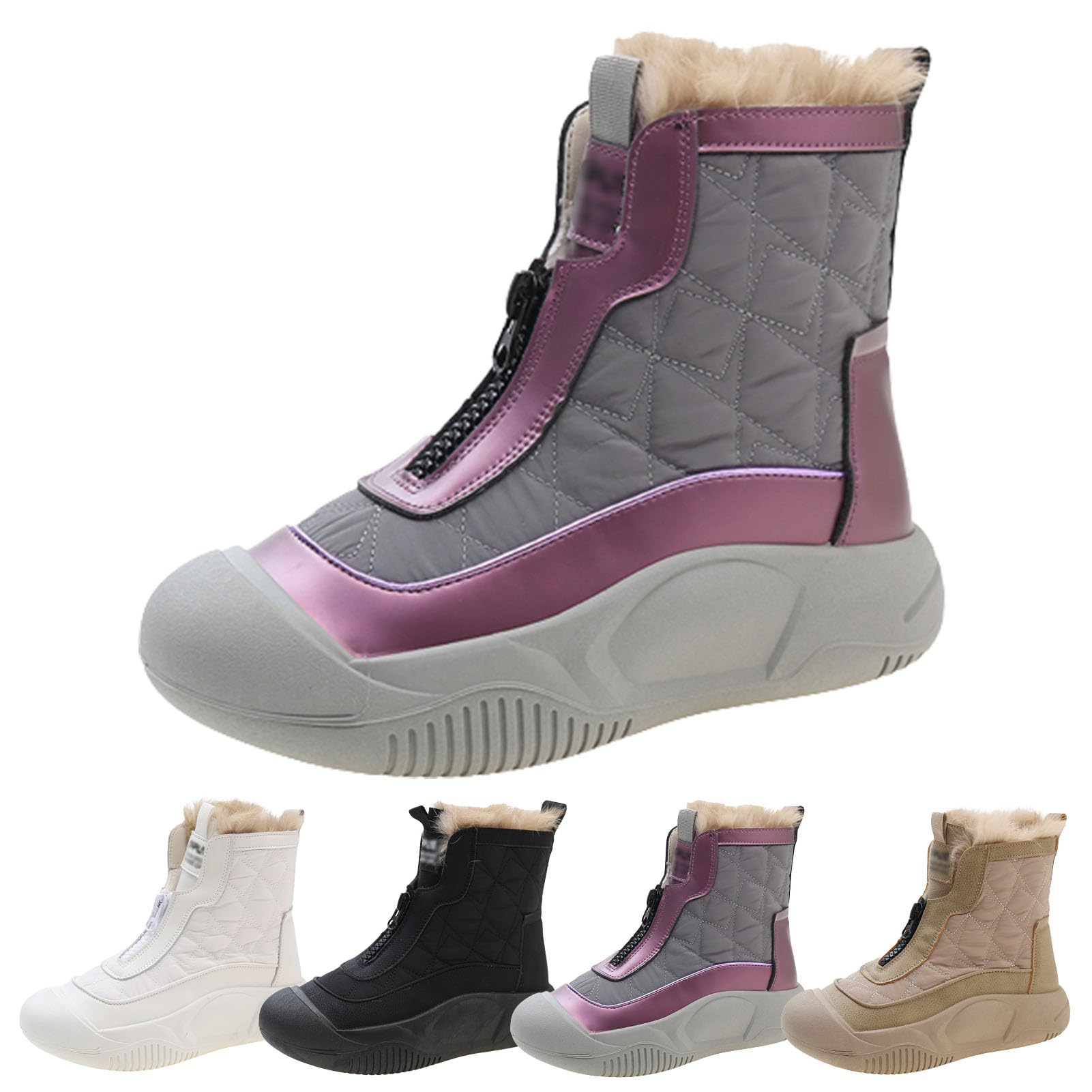 *キルティングスノーブーツ、5cmレディースキルティングブーツ厚底雪 ブーツ スノーシューズ滑り止め防..