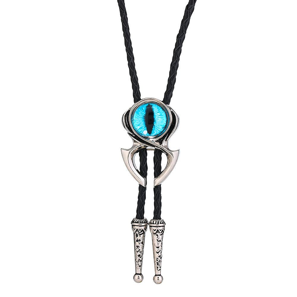 ループタイ ウエスタンカウボーイボロネクタイメンズレザータイコードクリスタルネクタイアクセサリーユニセックスブリティッシュコード メンズネックレス (Color : Blue)