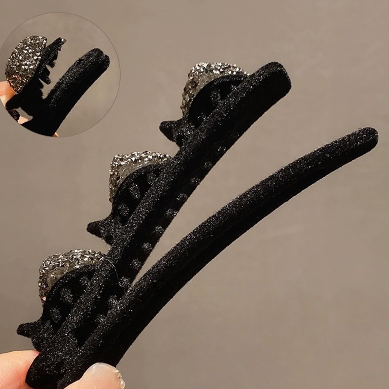 - クリスタルストーン滑り止めヘアクリップ - 6個セット 編み込みヘアクリップ | 厚い 薄い 長い 短い ..