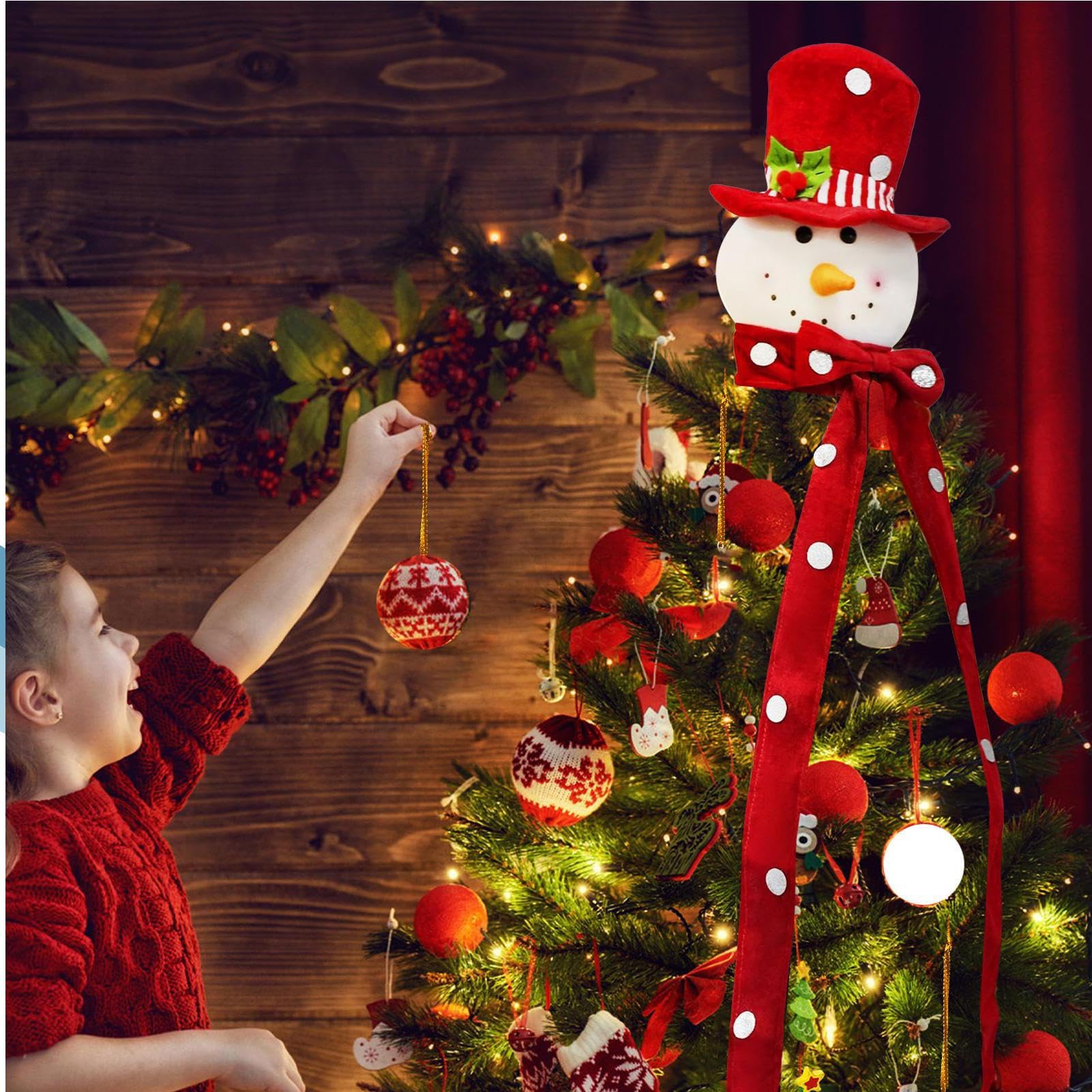 クリスマスツリートップ用雪だるま - かわいい大型ぬいぐるみホリデーツリートップデコレーション,雪だ..