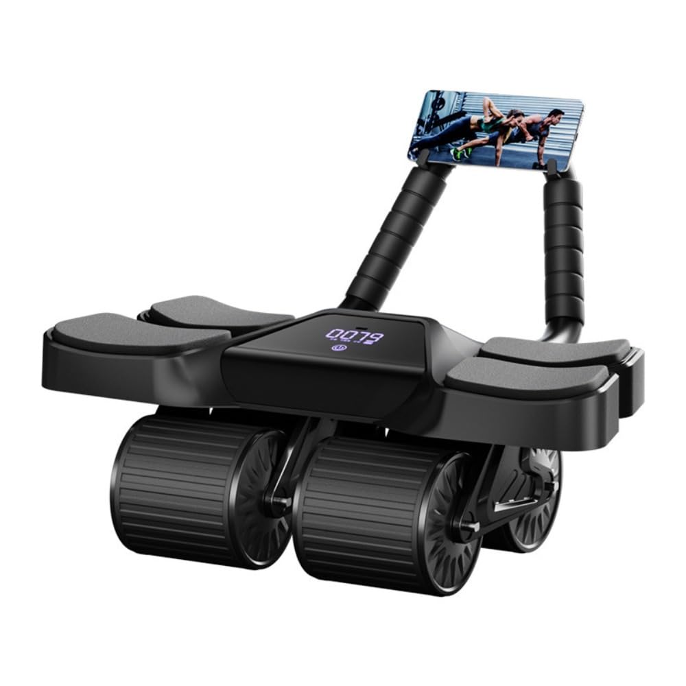 腹筋ローラー アブローラー 四輪設計で安定性向上 オートリターン機能 初心者・上級者両対応 膝マット付きで膝保護 静音設計で家庭使用に最適 組立簡単 男性・女性向け筋トレ・ダイエット器具 エクササイズホイール