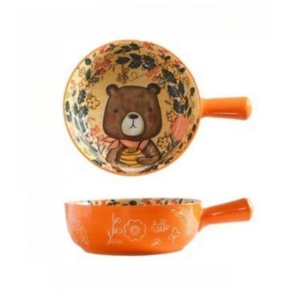 グラタン皿、食器、オーブンと電子レンジ対応、漫画サラダセラミックハンドルボウル、ヌードルボウル、..