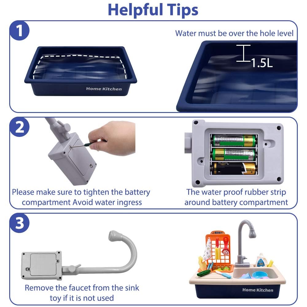 水付き幼児用シンクおもちゃ - プレイシンク子供用キッチンシンクおもちゃ 、食器洗い機ごっこ遊びおもちゃ蛇口と食器ごっこ遊びキッチンおもちゃ子供用 食器アクセサリー ごっこ遊び 知育玩具 親子遊び おもちゃ ギフト (ピンク)