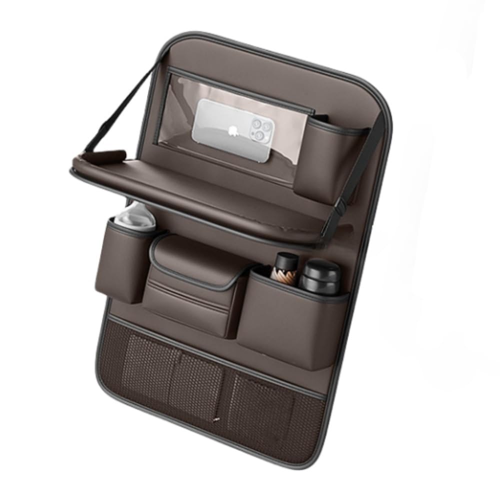 シートバックポケット テーブル付き PUレザー素材 車用吊り下げバッグ カーシートバック収納袋 フロン..