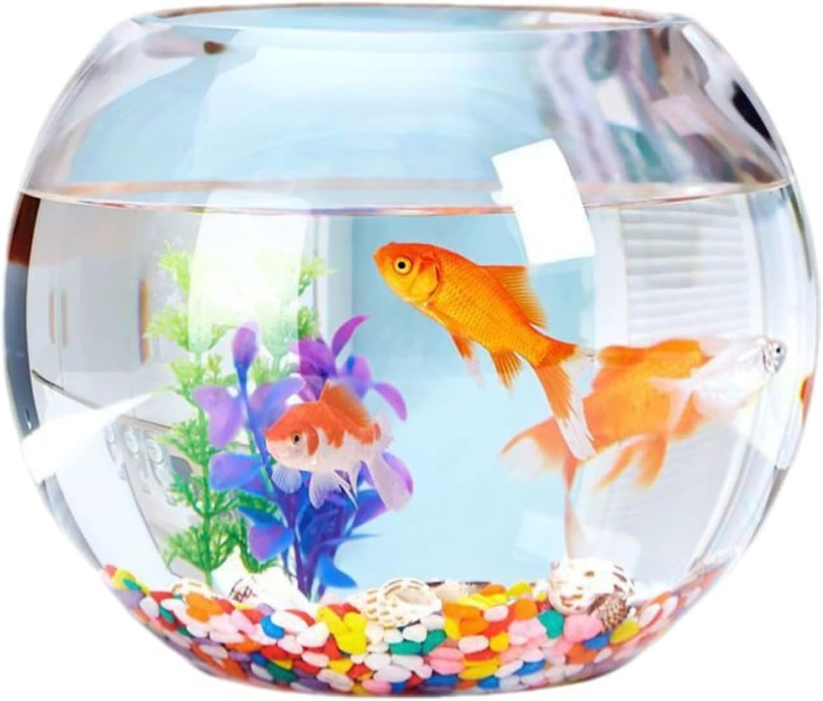 水槽 金魚鉢 ガラス丸型 水槽 丸型金魚鉢 高プラスチック透明アクリル 観葉植物 厚い透明なガラス 水培 大容量 おしゃれ 室内装飾品 水耕栽培植物 魚愛好家 (40cm)(3)