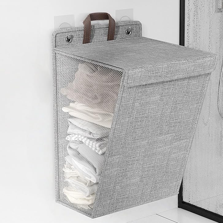 ランドリー バスケット 壁掛け 洗濯かご 吊り下げ 折りたたみ 大容量 衣類収納バスケット 蓋付き 汚れ..