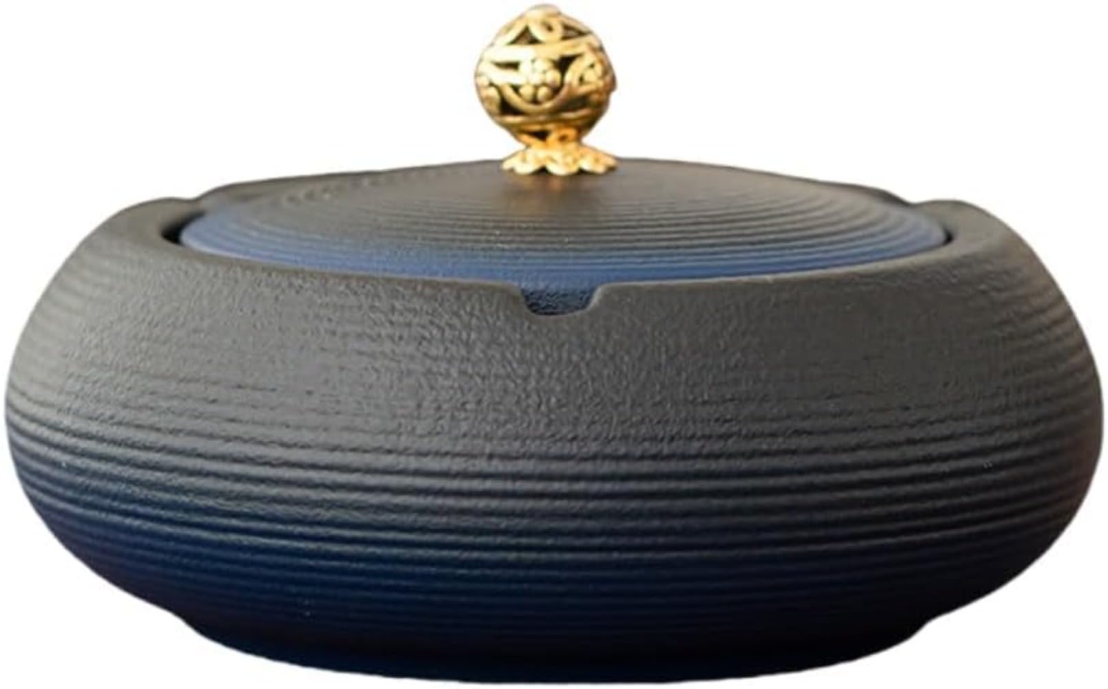 和風蓋付き灰皿、蓋付き陶器、家庭用、リビングルーム、陶器、飛灰防止、タバコカップ、茶道、アクセサリー、テーブル装飾、アンティーク、ホテル、レストラン、ホテル、業務用、黒 (グリーングラデーション,11.8*11.8*7cm) [並行輸入品]