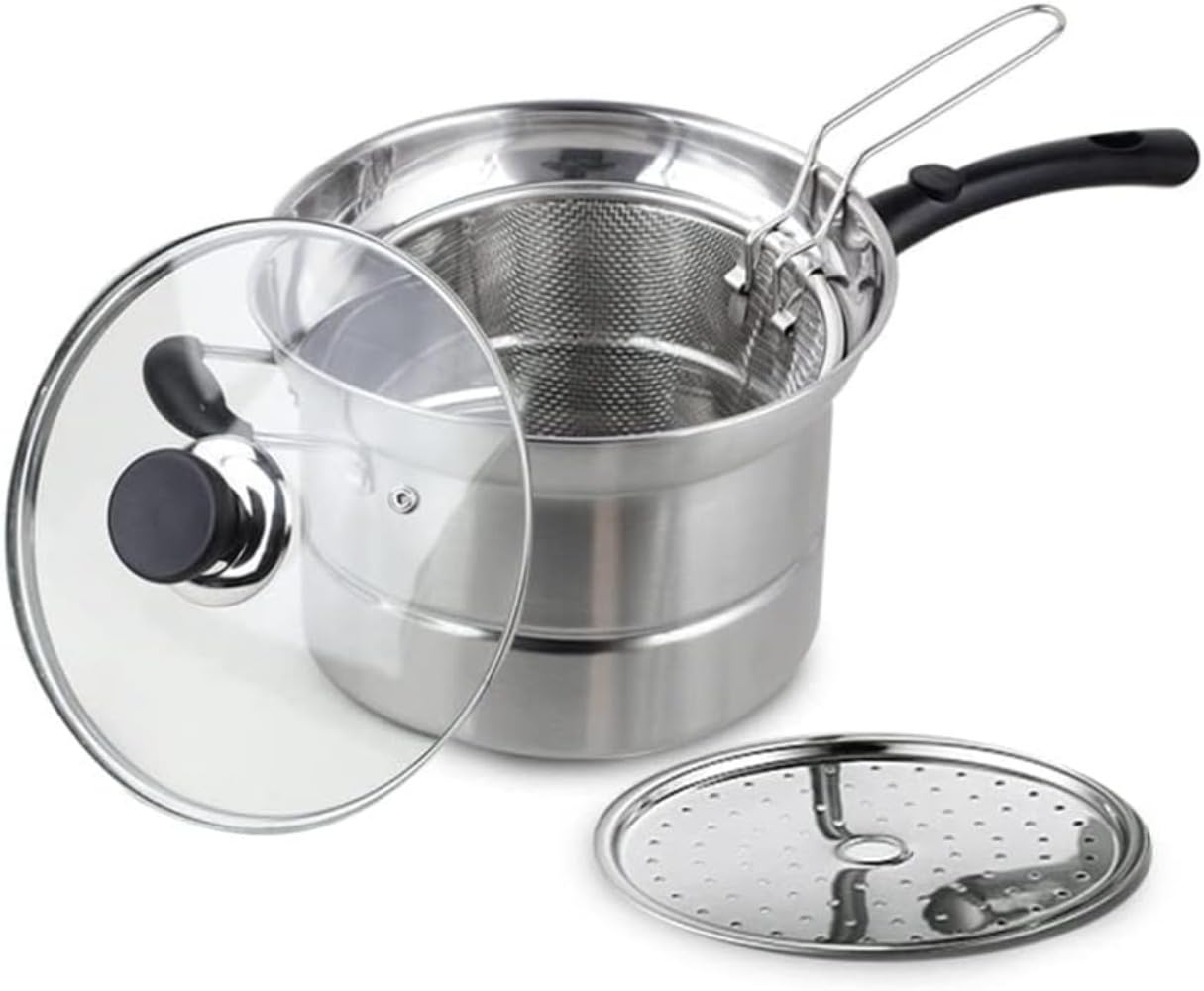 片手鍋 湯切り パスタ鍋 多機能パスタポット 多目的スープポット、蒸し器、天ぷら鍋 寸胴鍋 IH対応 熱..