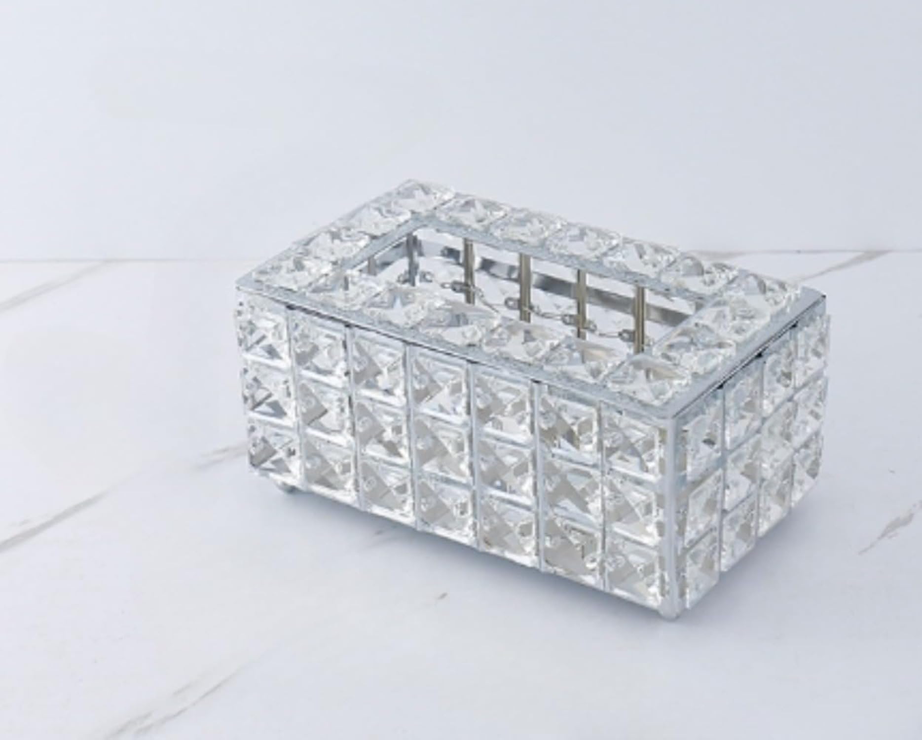 クリスタルガラスティッシュボックスホルダー ヨーロピアンスタイル長方形ペーパーディスペンサー シル..