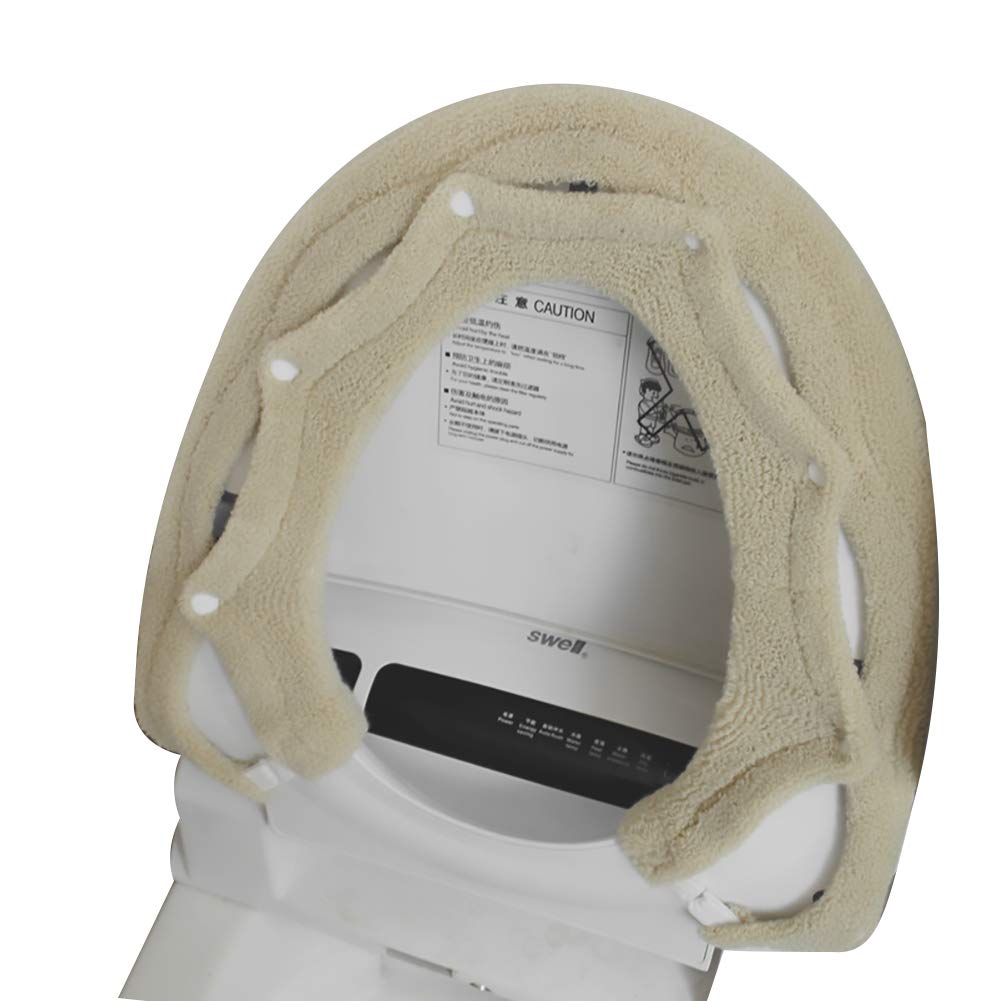 *便座カバー 便座専用シートカバー 伸縮性 抗菌防臭 洗浄暖房型O型U型便座 厚手 ふわふわ (ミルクイエロー)
