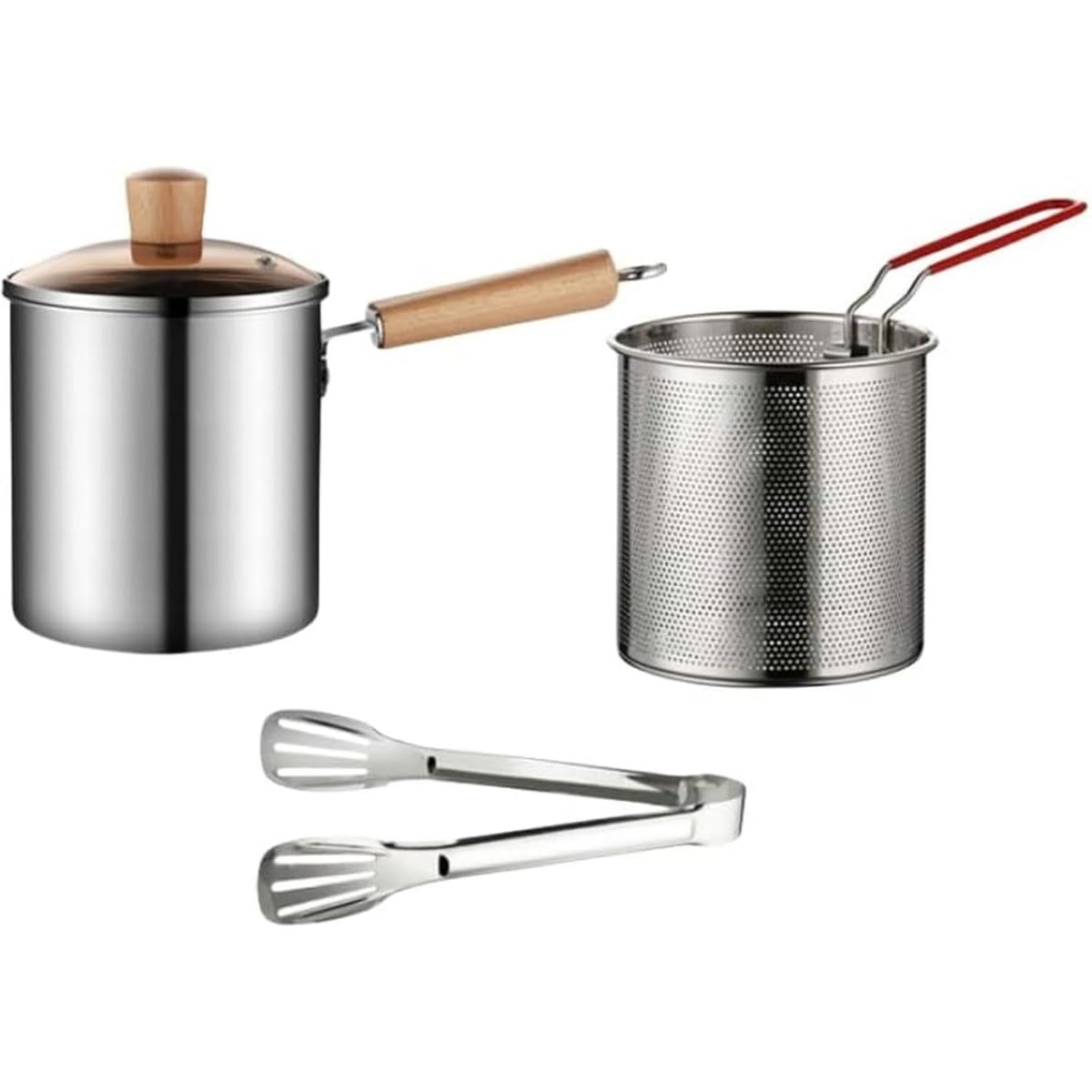 深型パスタ鍋 揚げ物 鍋 パスタポット 3L 小さい ステンレス ih対応 ガラス鍋蓋 オール熱源対応 煮物 ..