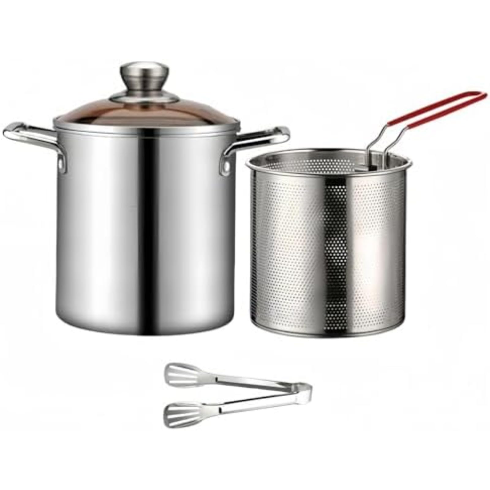 パスタ鍋 パスタ鍋 煮物 304ステンレス構造 ガラス鍋蓋付 シルバー ステンレス オール熱源対応 304製の..