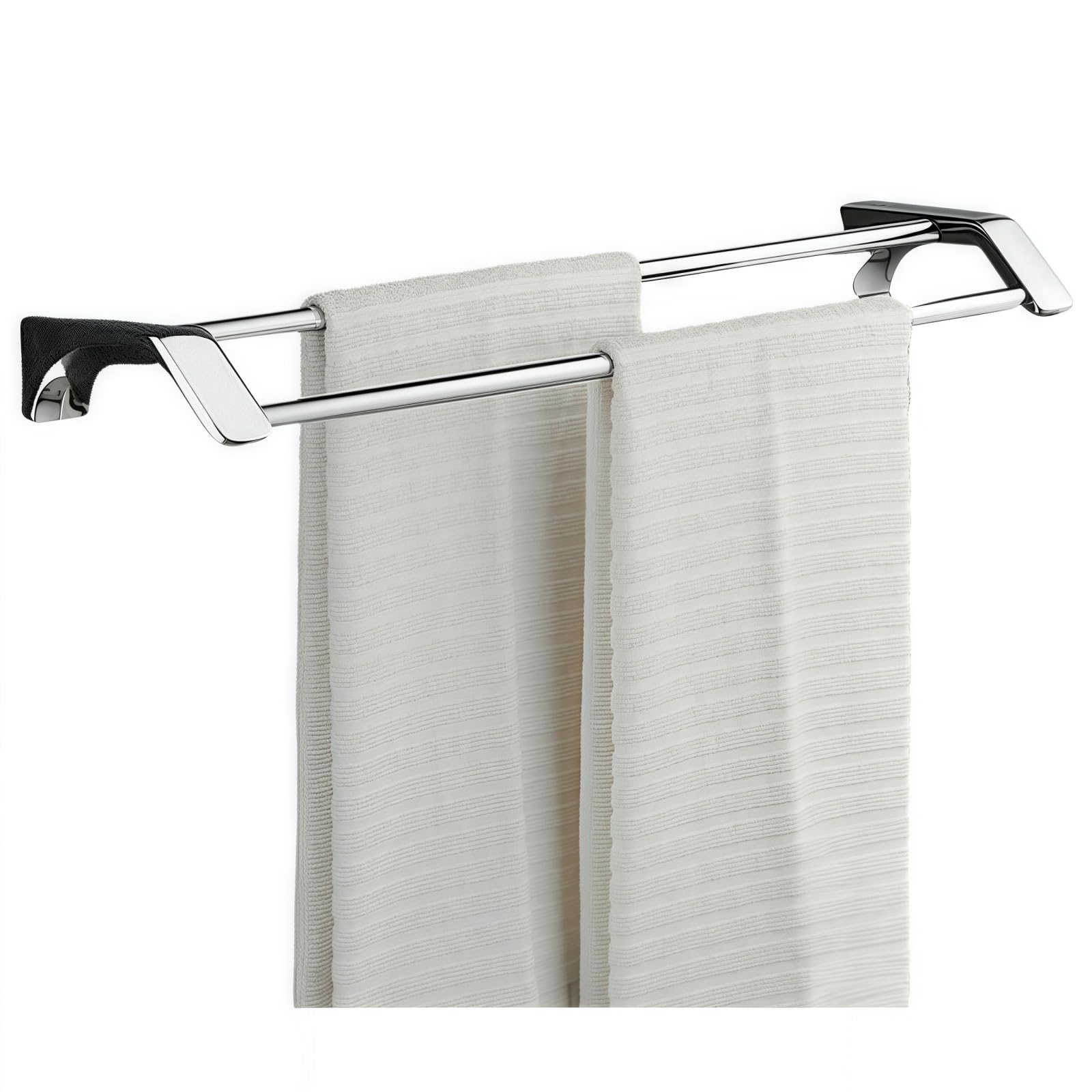 40cm/50cm/60cmステンレス タオルハンガー 壁掛け タオルバー 2段式 ミラー仕上げ バスルーム・洗面所..