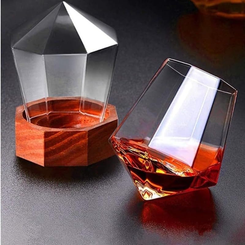 2ピース日本酒カップ、お盆ギフト、コーヒー、グラス、クリスタルガラスカクテルシェーカー、ダイヤモ..